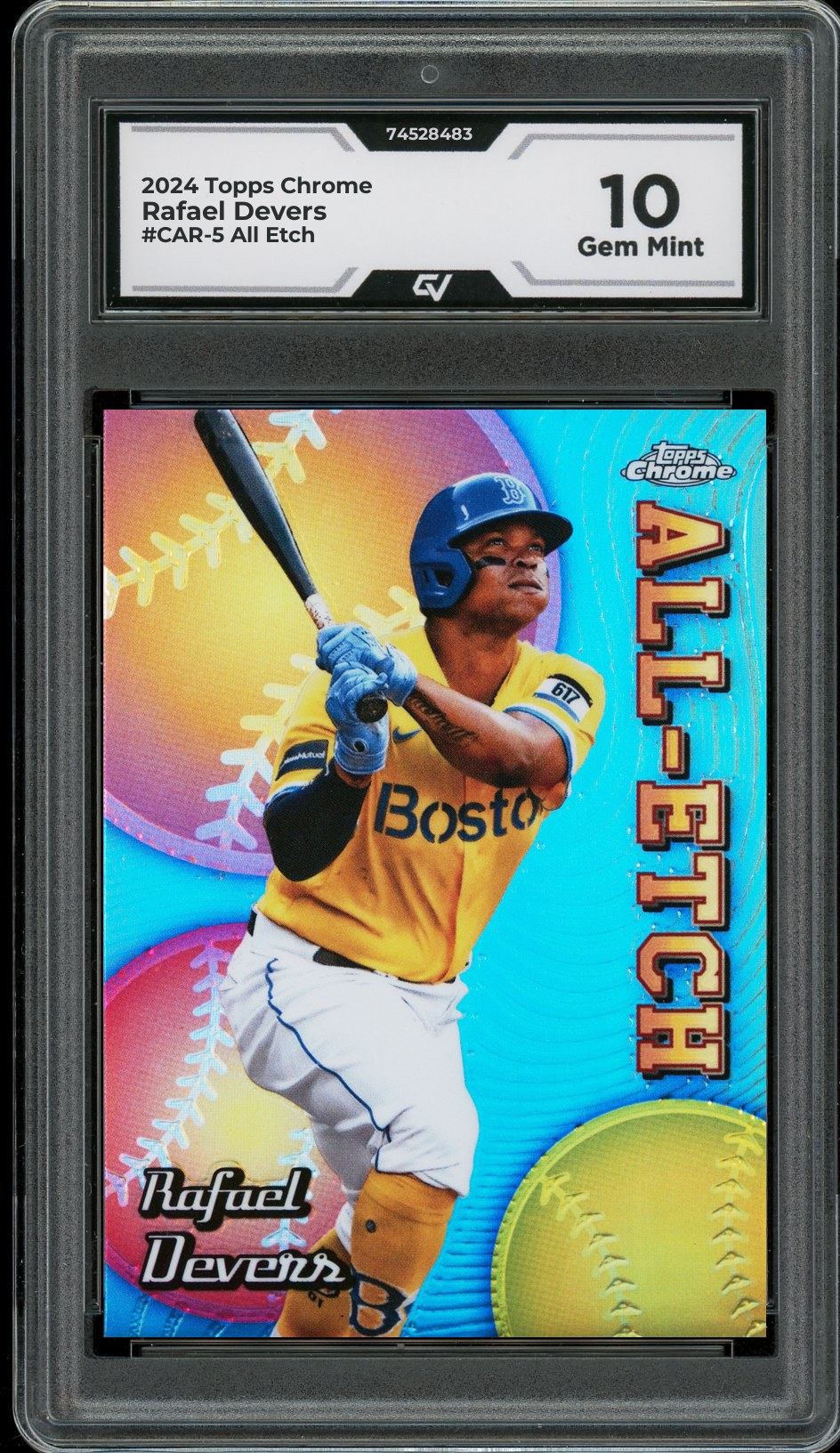 2024 Topps Chrome #CAR-5 Rafael Devers All Etch Graded 10 Gem Mint - Front