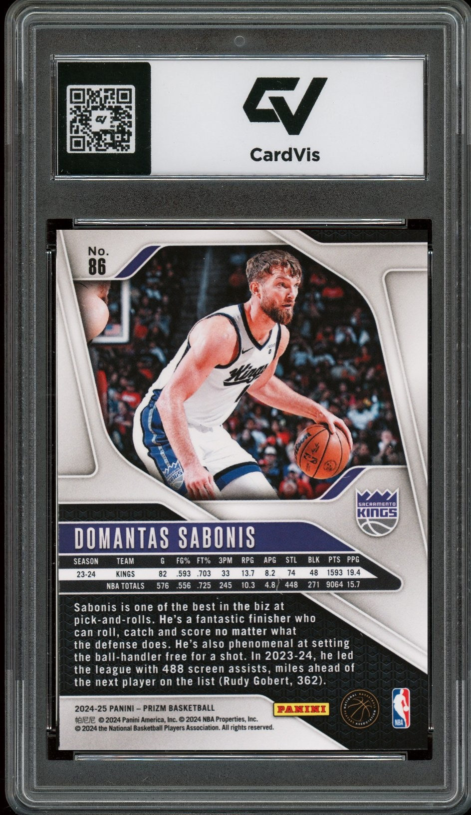 2024 Panini Prizm #86 Domantas Sabonis Graded 10 Gem Mint - Back