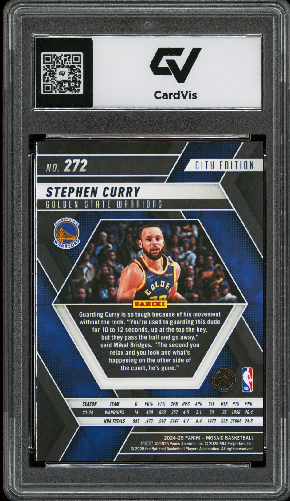 2024 Panini Mosaic #272 Stephen Curry Graded 10 Gem Mint - Back