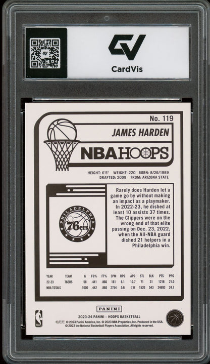 2023 Panini Nba #119 James Harden Hoops Winter Graded 10 Gem Mint - Back