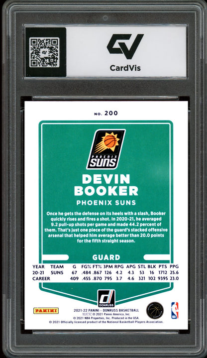 2021 Panini Donruss #200 Devin Booker Graded 10 Gem Mint - Back