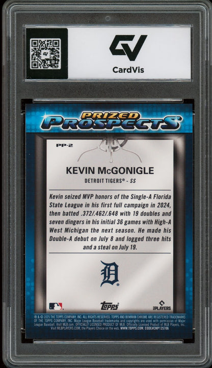 2025 Bowman Draft #PP-2 Kevin McGonigle Prized Prospects Graded 10 Gem Mint - Back