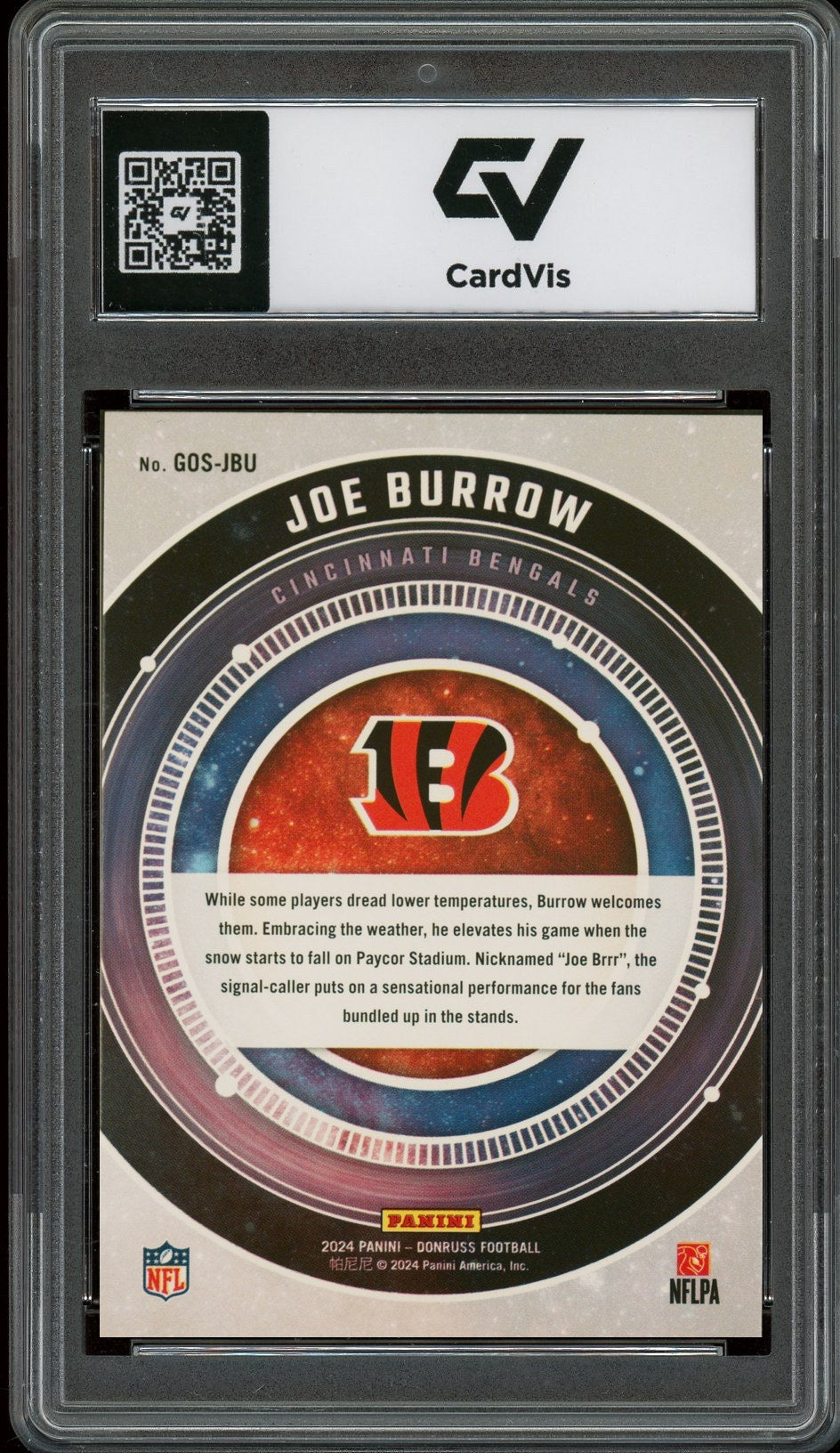 2024 Panini Donruss #GOS-JBU Joe Burrow Galaxy Of Stars Graded 10 Gem Mint - Back