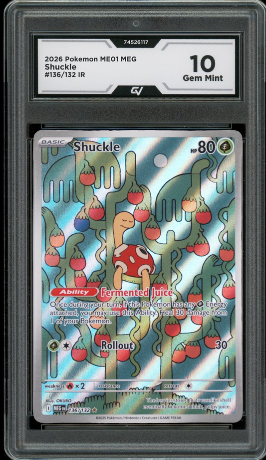 2026 Pokemon ME01 Mega Evolutions #136/132 Shuckle IR Graded 10 Gem Mint