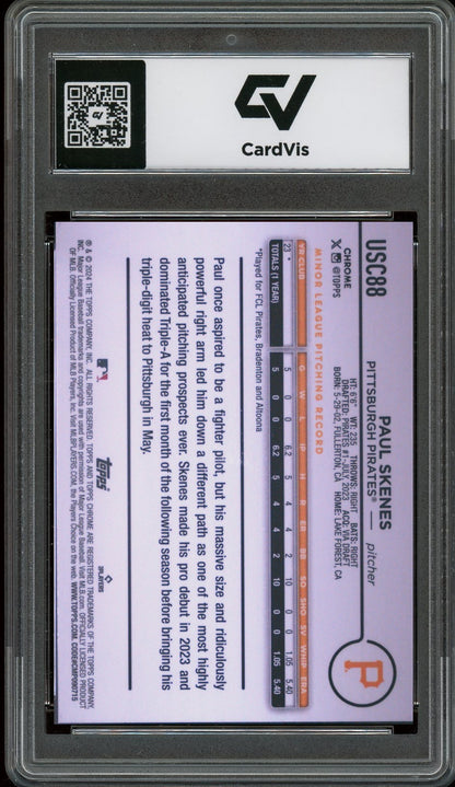 2024 Topps Chrome Update #USC88 Paul Skenes Rookie Card RC Graded 10 Gem Mint - Back