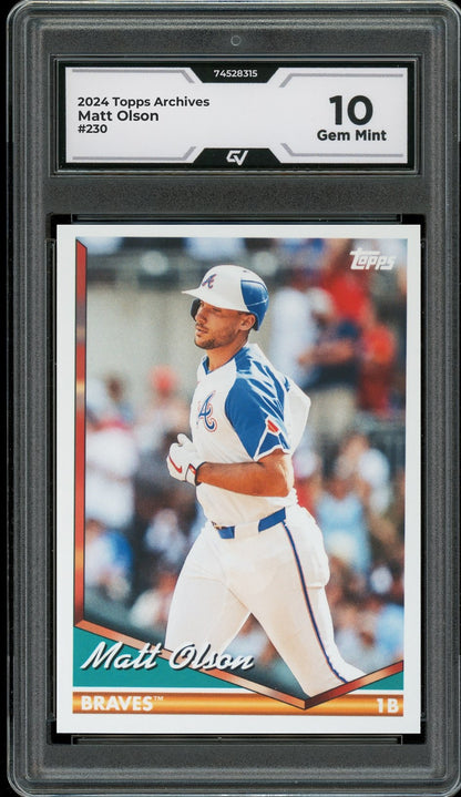 2024 Topps Archives #230 Matt Olson Graded 10 Gem Mint - Front