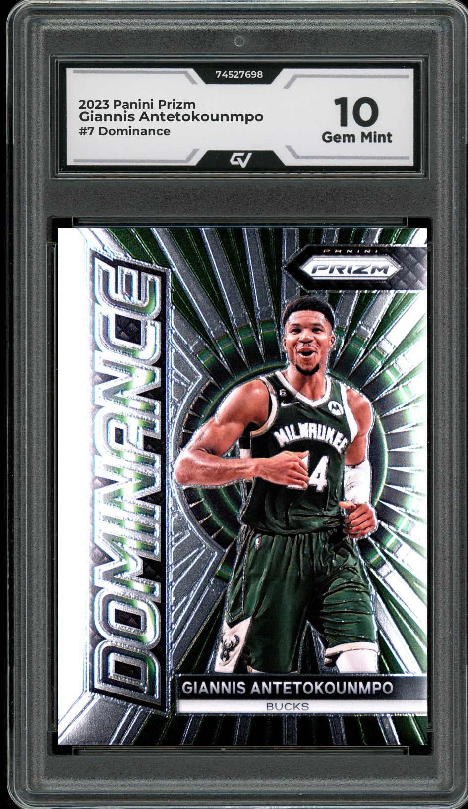 2023 Panini Prizm #7 Giannis Antetokounmpo Dominance Graded 10 Gem Mint - Front