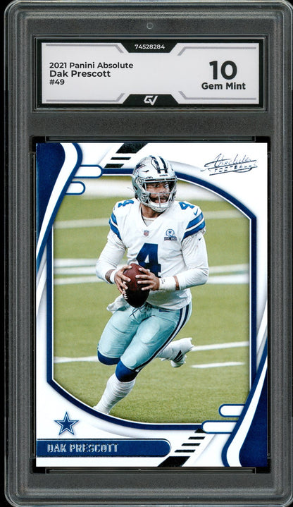 2021 Panini Absolute #49 Dak Prescott Graded 10 Gem Mint - Front