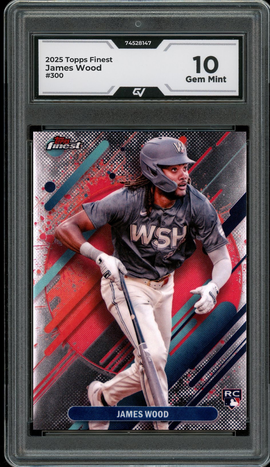 2025 Topps Finest #300 James Wood Rookie Card RC Graded 10 Gem Mint - Front