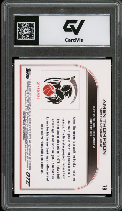 2022 Topps Chrome #79 Amen Thompson Overtime Elite Rookie Card RC Graded 10 Gem Mint - Back