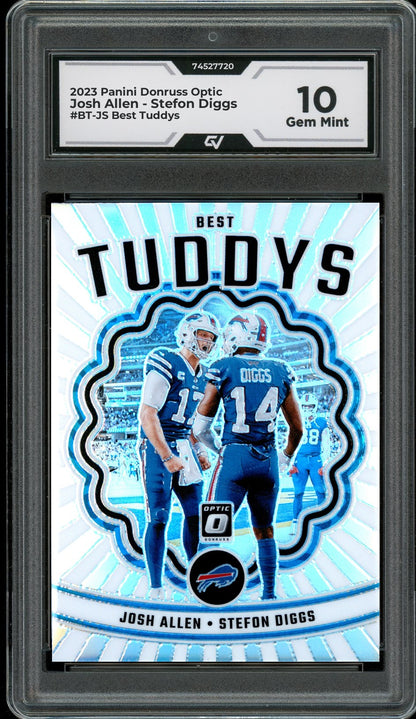 2023 Panini Donruss Optic #BT-JS Josh Allen - Stefon Diggs Best Tuddys Graded 10 Gem Mint - Front