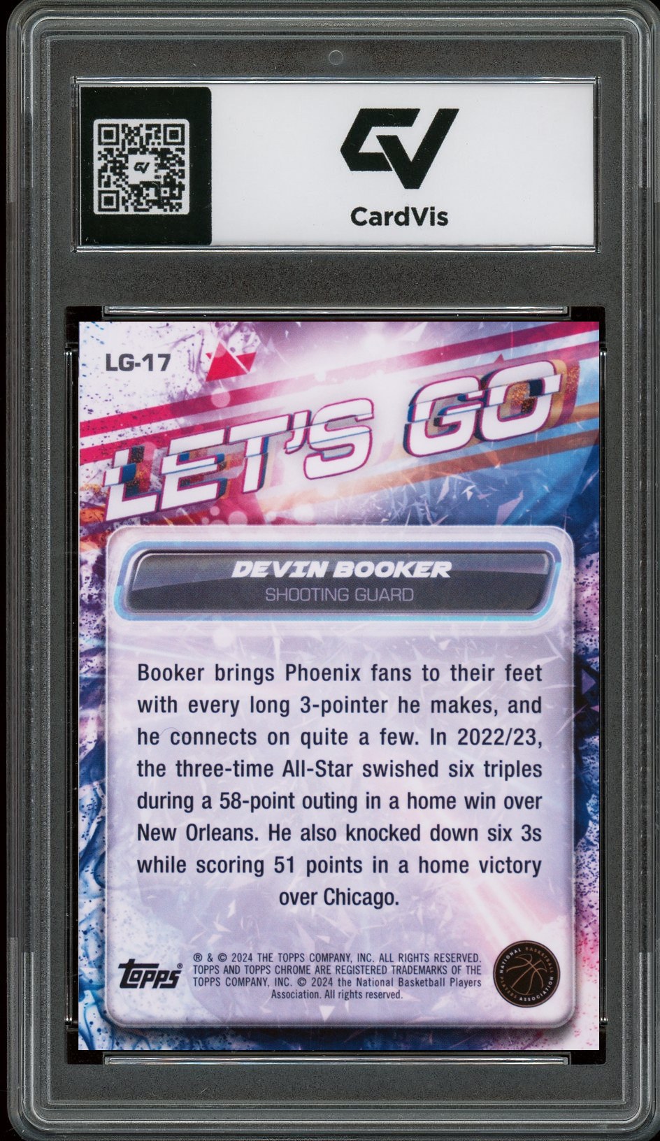 2023 Topps Chrome #LG-17 Devin Booker Lets Go Graded 10 Gem Mint - Back