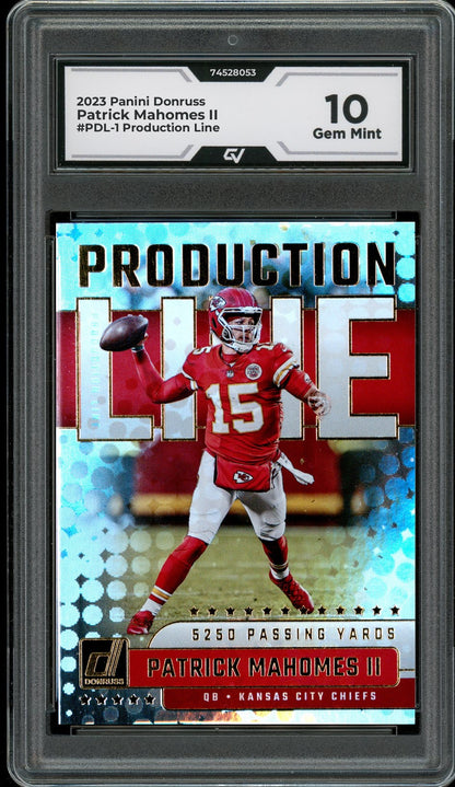2023 Panini Donruss #PDL-1 Patrick Mahomes II Production Line Graded 10 Gem Mint - Front
