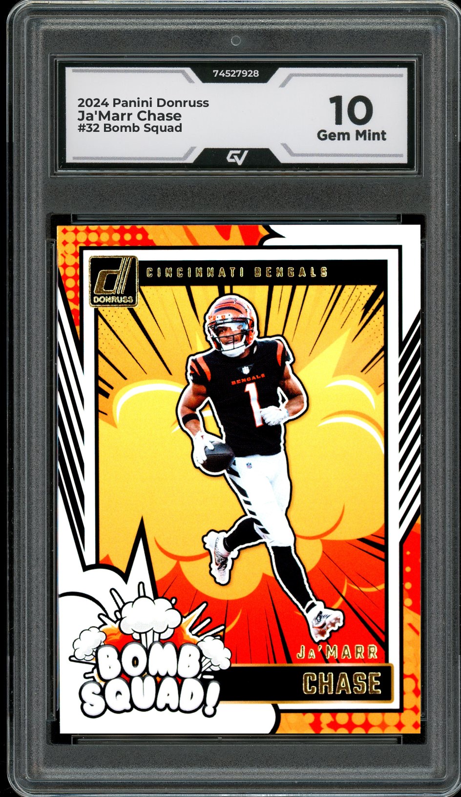 2024 Panini Donruss #32 Ja'Marr Chase Bomb Squad Graded 10 Gem Mint - Front