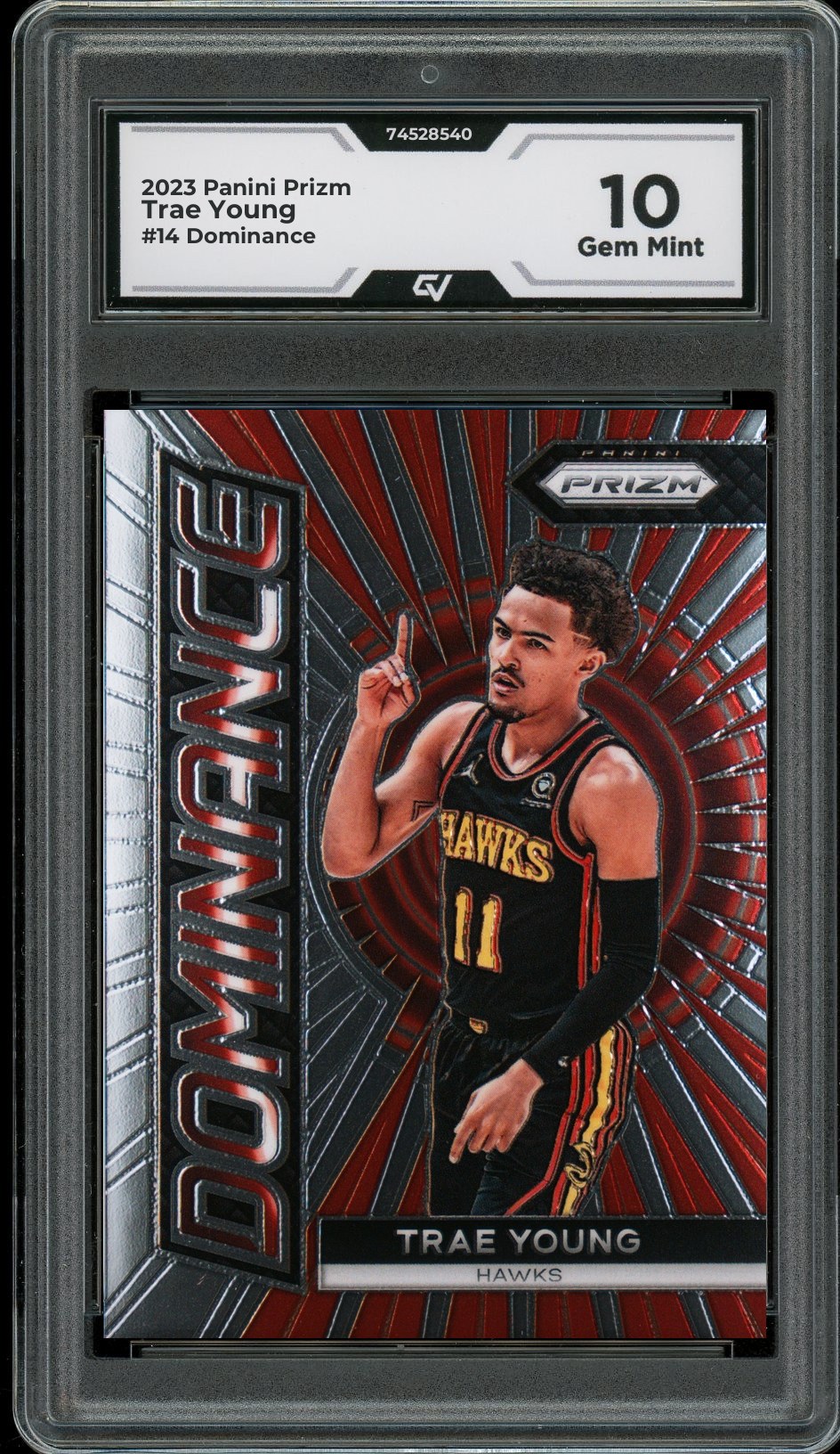 2023 Panini Prizm #14 Trae Young Dominance Graded 10 Gem Mint - Front