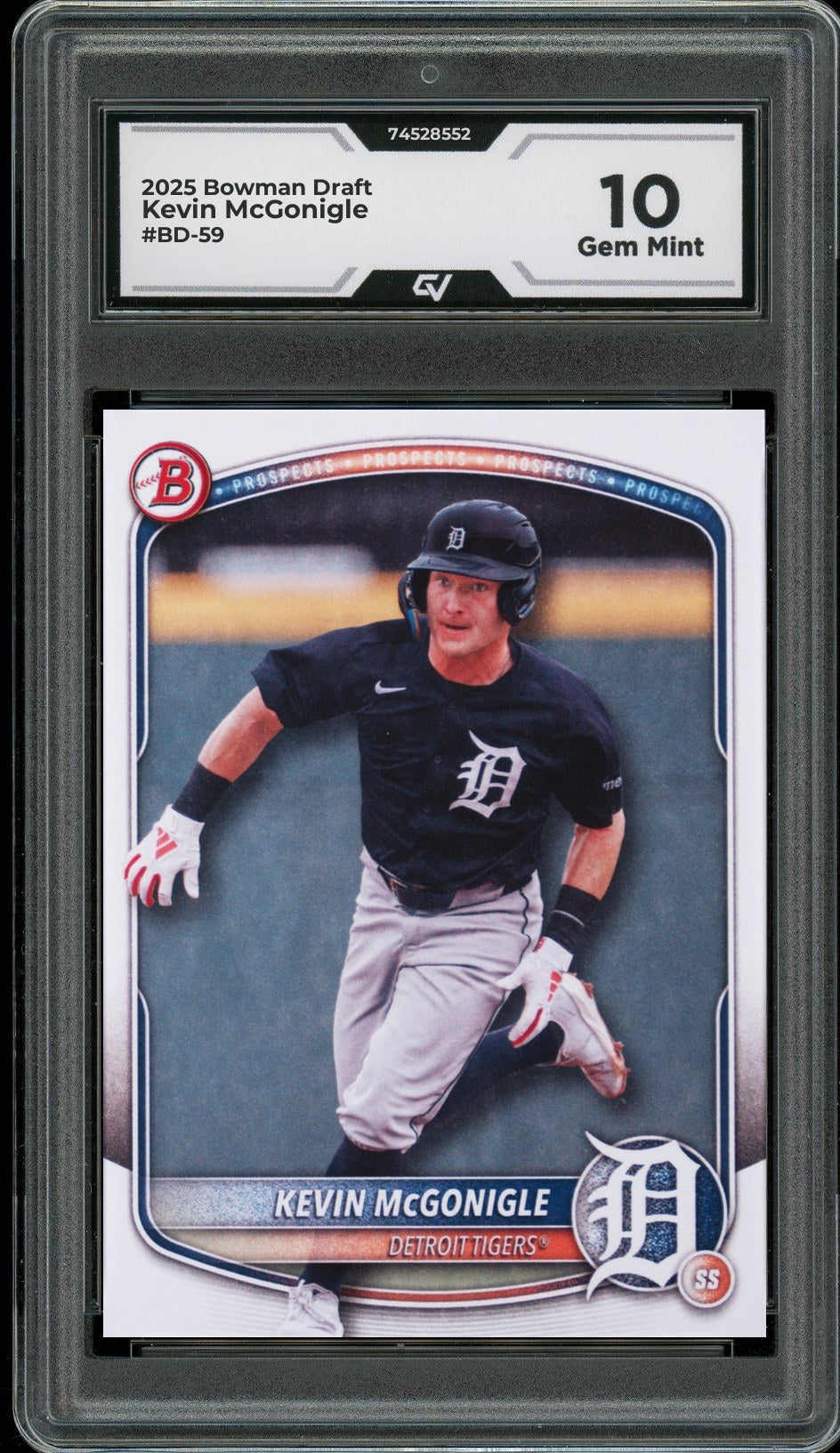 2025 Bowman Draft #BD-59 Kevin McGonigle Graded 10 Gem Mint - Front