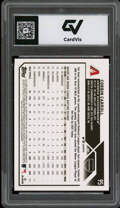 2023 Topps Chrome #95 Corbin Carroll Graded 10 Gem Mint - Back