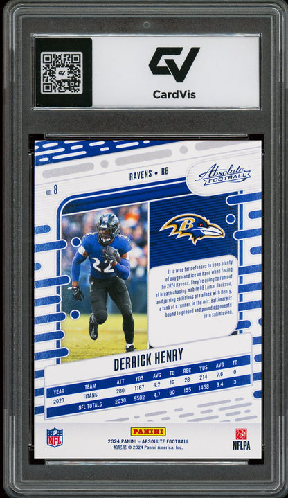 2024 Panini Absolute #8 Derrick Henry Red And Blue Graded 10 Gem Mint - Back