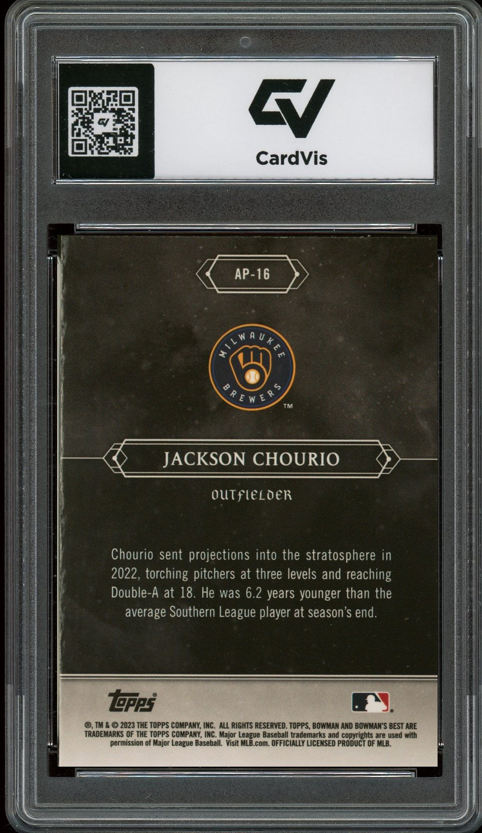 2023 Bowman's Best #AP-16 Jackson Chourio Astral Projections Graded 10 Gem Mint - Back