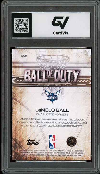 2025 Topps Chrome #BD-13 Lamelo Ball Ball Of Duty Graded 10 Gem Mint - Back