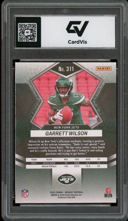 2022 Panini Mosaic #311 Garrett Wilson Rookie Card RC Graded 10 Gem Mint - Back