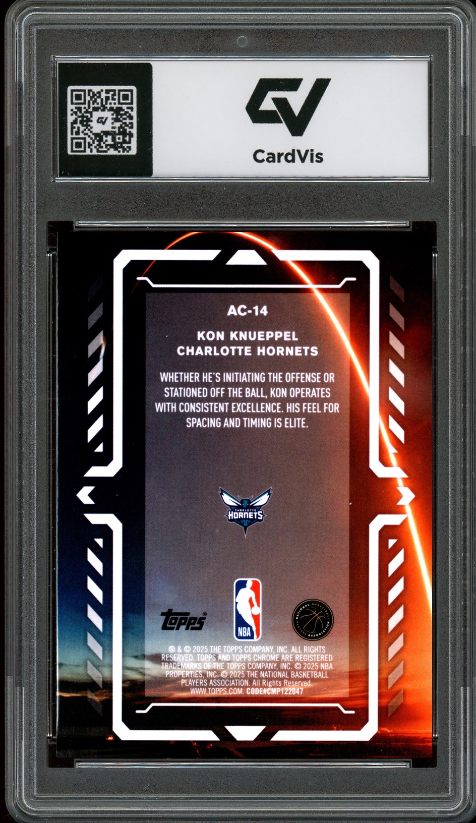 2025 Topps Chrome #AC-14 Kon Knueppel Activators Rookie Card RC Graded 10 Gem Mint - Back