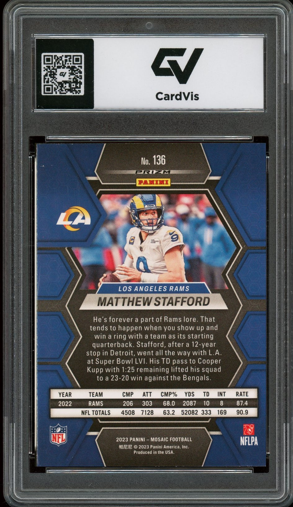 2023 Panini Mosaic #136 Matthew Stafford Mosaic Graded 10 Gem Mint - Back