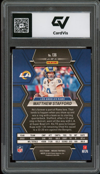 2023 Panini Mosaic #136 Matthew Stafford Mosaic Graded 10 Gem Mint - Back