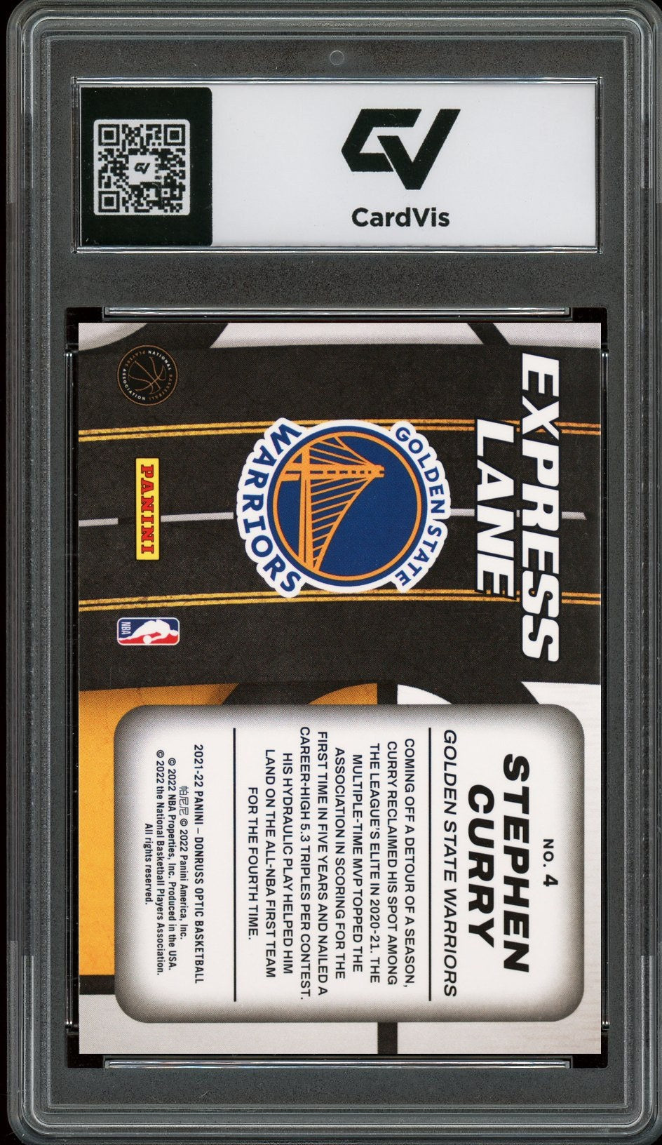 2021 Panini Donruss Optic #4 Stephen Curry Express Lane Graded 10 Gem Mint - Back
