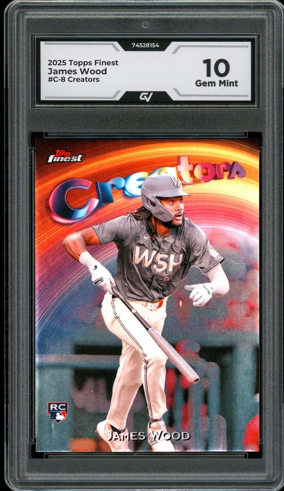 2025 Topps Finest #C-8 James Wood Creators Rookie Card RC Graded 10 Gem Mint - Front