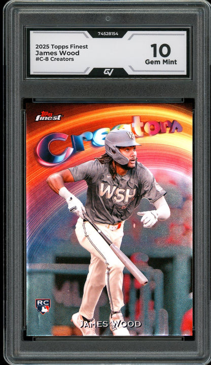 2025 Topps Finest #C-8 James Wood Creators Rookie Card RC Graded 10 Gem Mint - Front