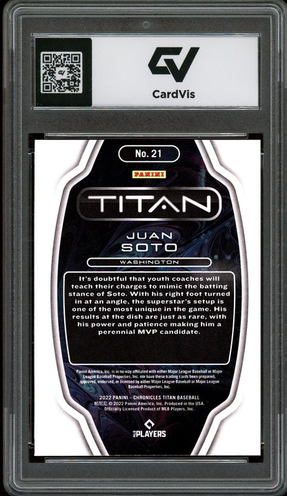 2022 Panini Chronicles #21 Juan Soto Titan Graded 10 Gem Mint - Back