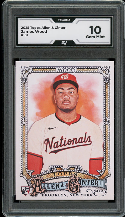 2025 Topps Allen & Ginter #101 James Wood Rookie Card RC Graded 10 Gem Mint - Front
