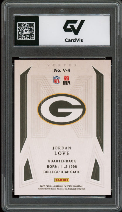 2020 Panini Chronicles #V-4 Jordan Love Vertex Rookie Card RC Graded 10 Gem Mint - Back