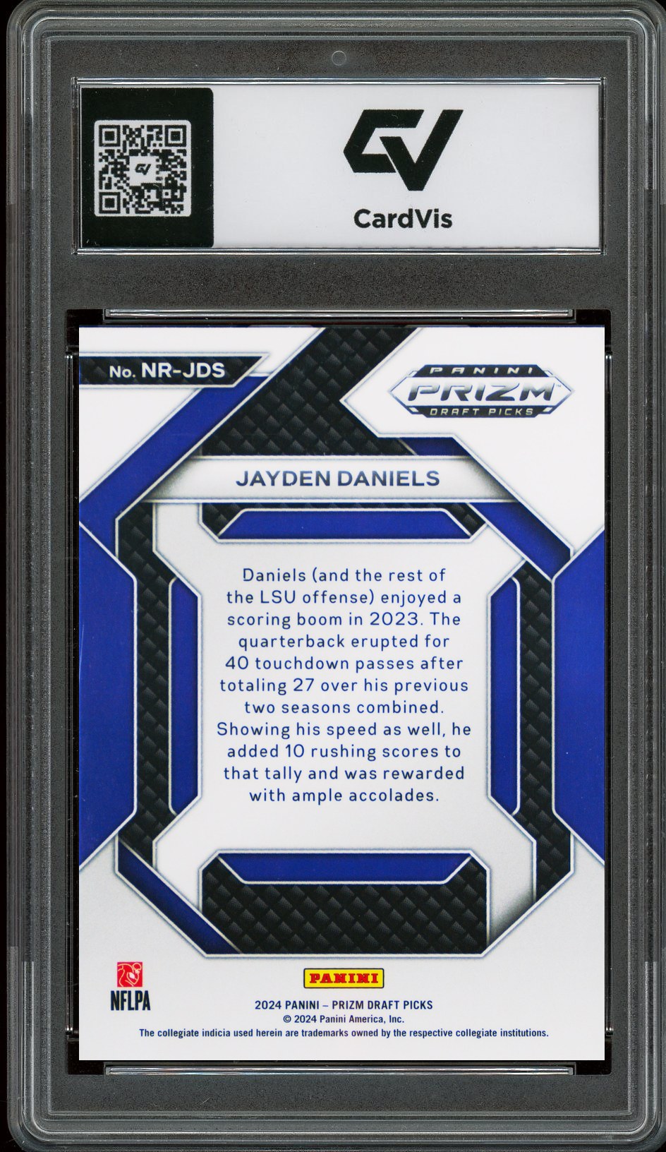 2024 Panini Prizm Draft Picks #NR-JDS Jayden Daniels New Recruits Rookie Card RC Graded 10 Gem Mint - Back