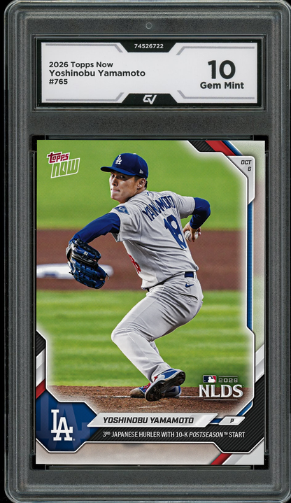 2026 Topps Now #765 Yoshinobu Yamamoto 10-K Graded 10 Gem Mint Presale