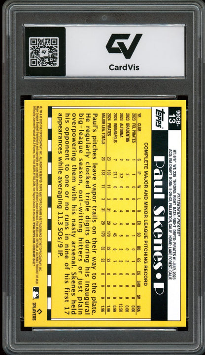 2025 Topps Chrome #90CB-13 Paul Skenes 1990 Topps Graded 10 Gem Mint - Back