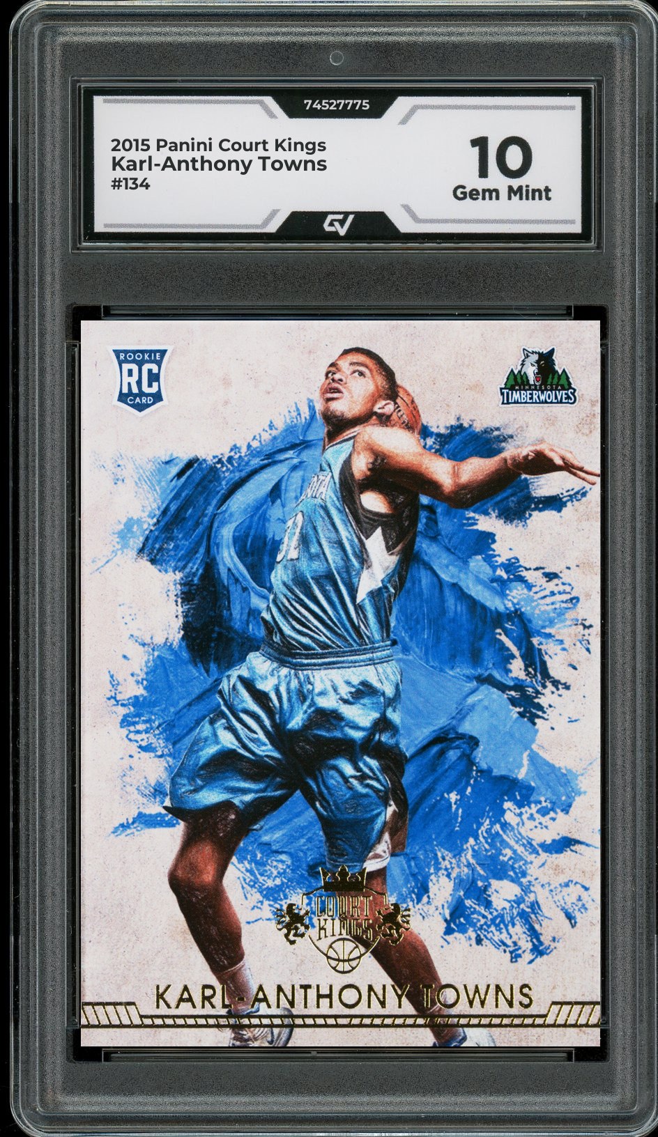 2015 Panini Court Kings #134 Karl-Anthony Towns Rookie Card RC Graded 10 Gem Mint - Front