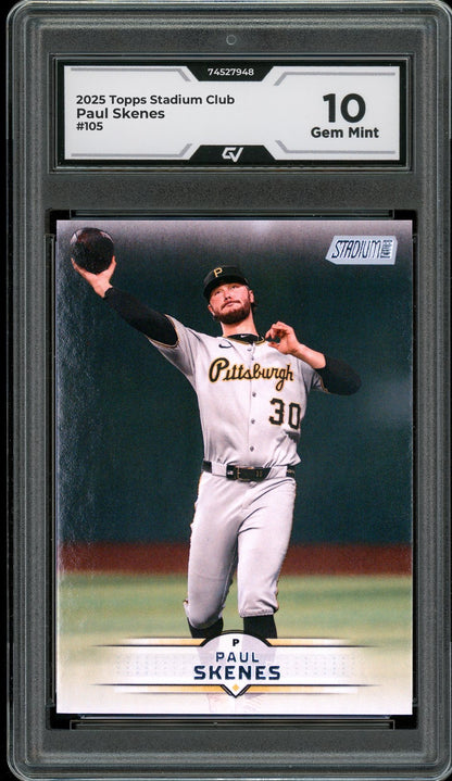 2025 Topps Stadium Club #105 Paul Skenes Graded 10 Gem Mint - Front