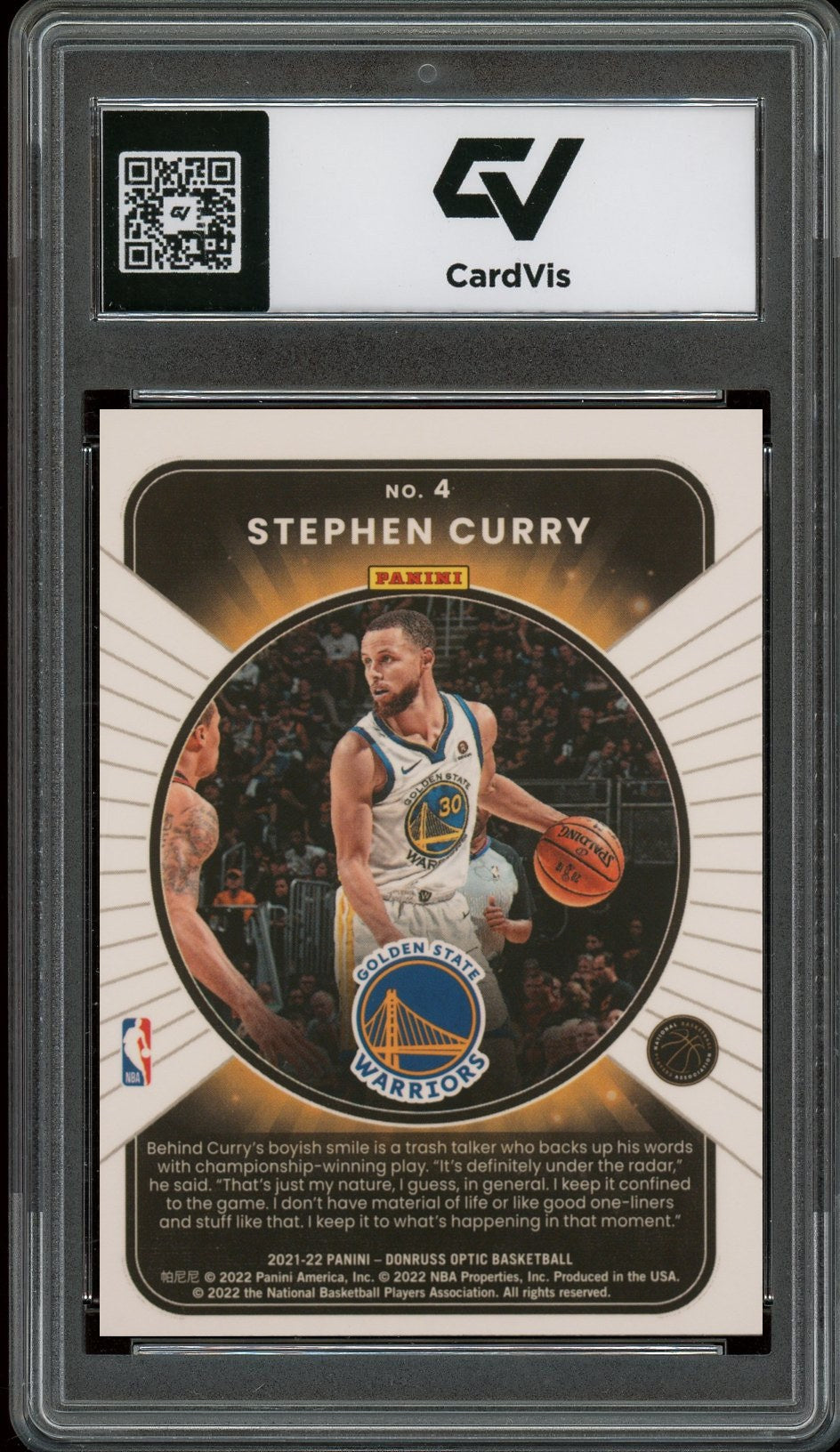 2021 Panini Donruss Optic #4 Stephen Curry Winner Stays Graded 10 Gem Mint - Back
