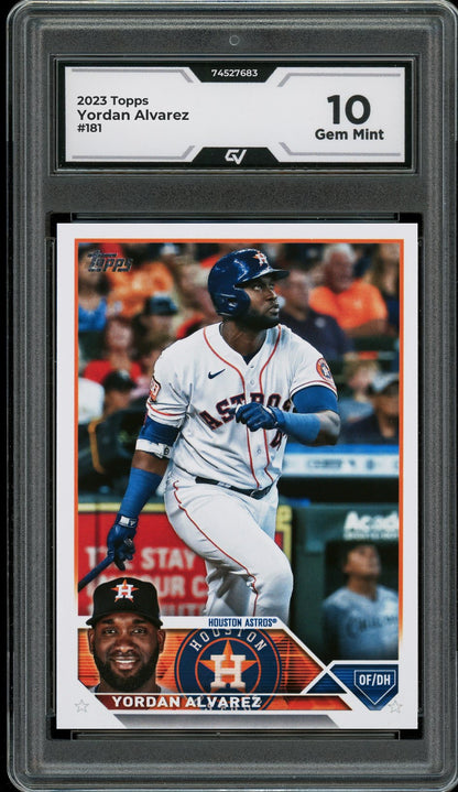 2023 Topps #181 Yordan Alvarez Graded 10 Gem Mint - Front