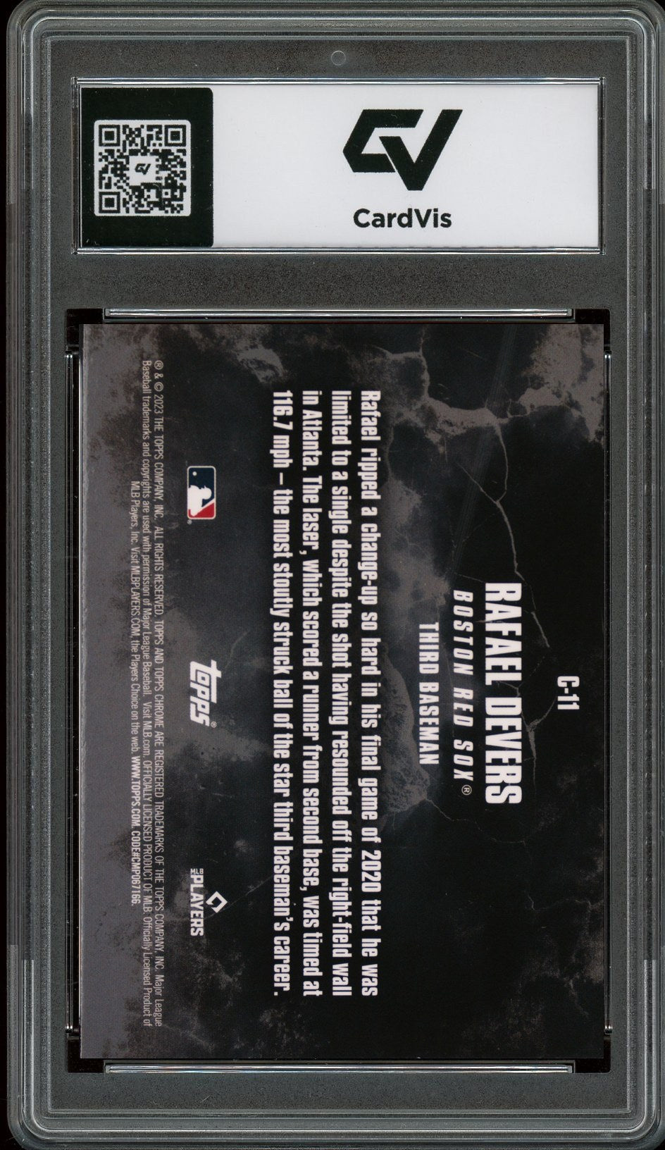 2023 Topps Chrome Update #C-11 Rafael Devers Crushed Graded 10 Gem Mint - Back