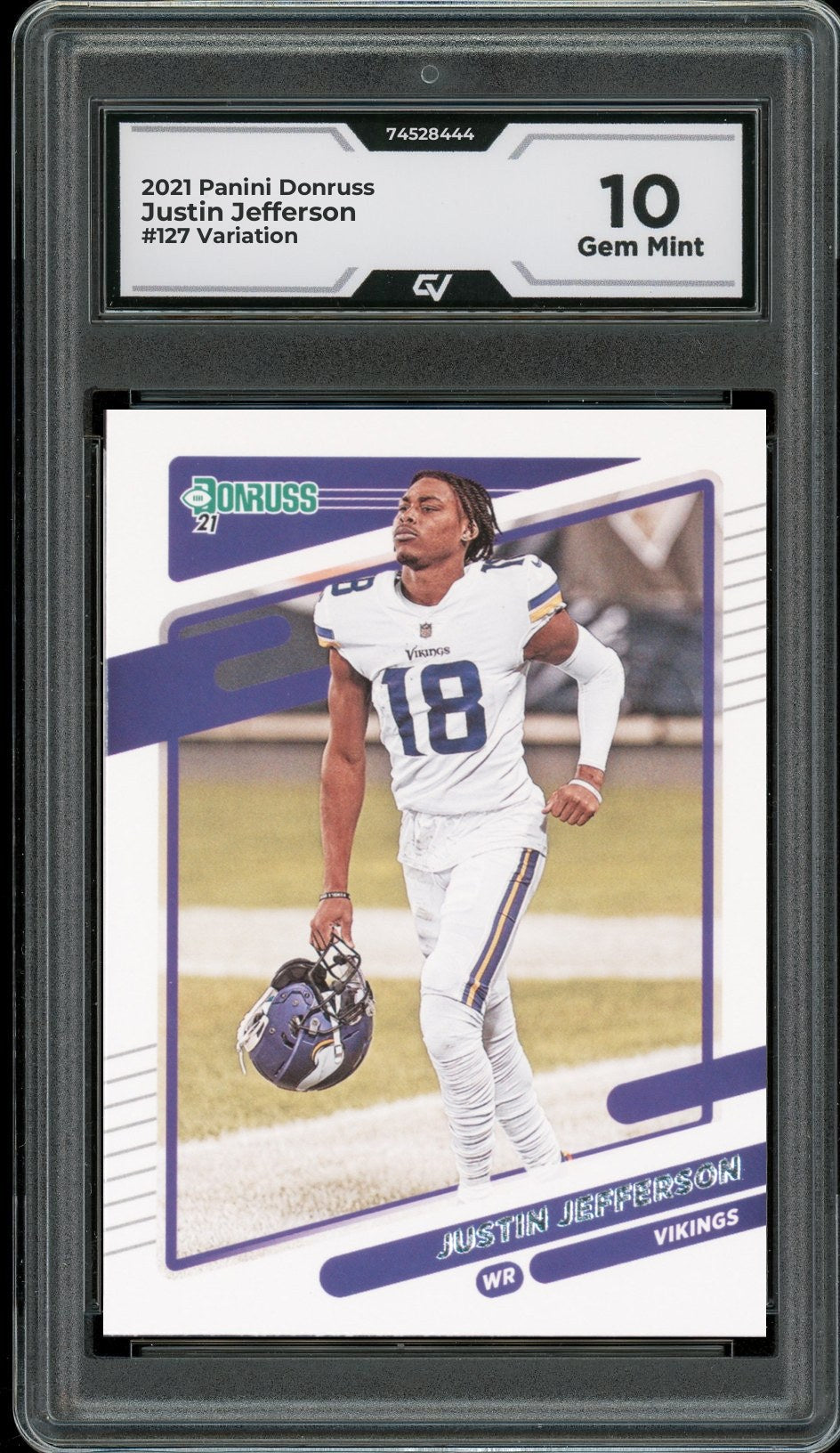 2021 Panini Donruss #127 Justin Jefferson Variation Graded 10 Gem Mint - Front