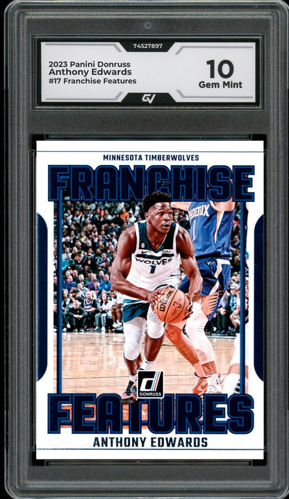 2023 Panini Donruss #17 Anthony Edwards Franchise Features Graded 10 Gem Mint - Front