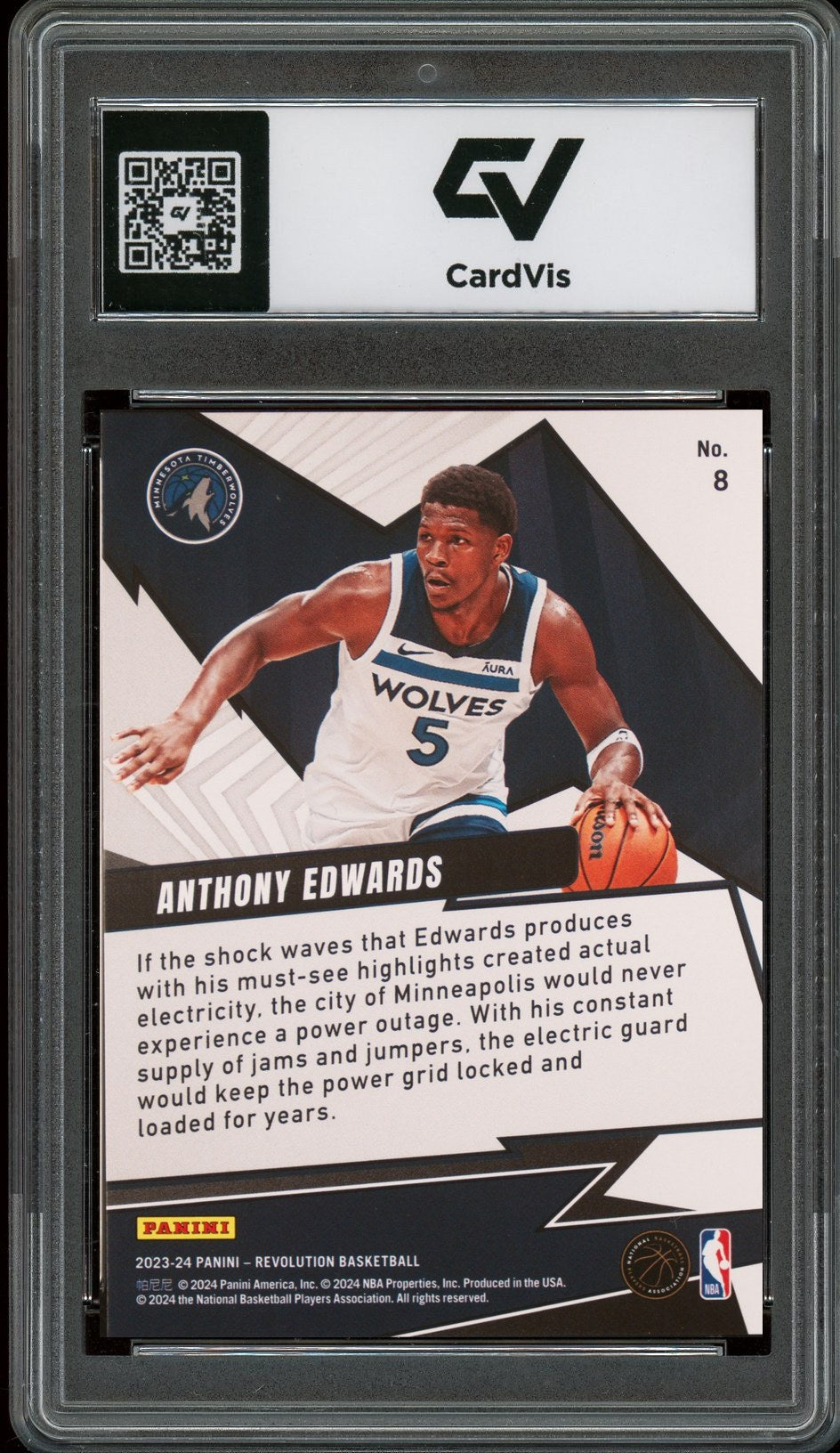 2023 Panini Revolution #8 Anthony Edwards Shock Wave Graded 10 Gem Mint - Back