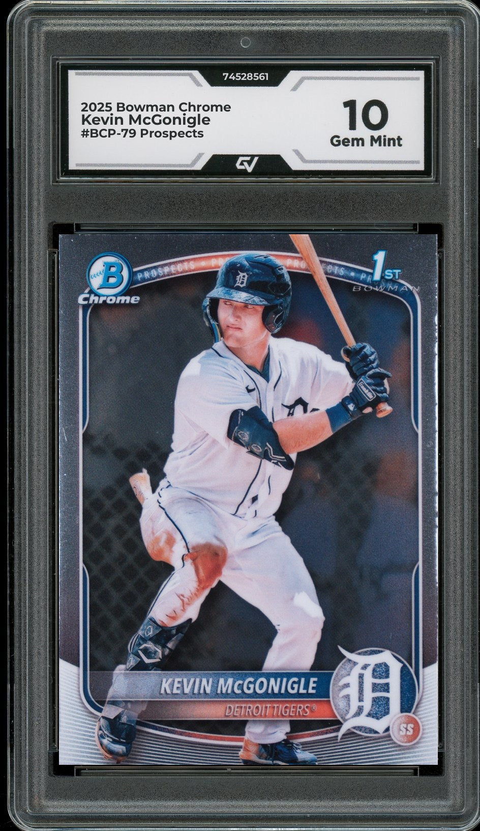 2025 Bowman Chrome #BCP-79 Kevin McGonigle Prospects Rookie Card RC Graded 10 Gem Mint - Front