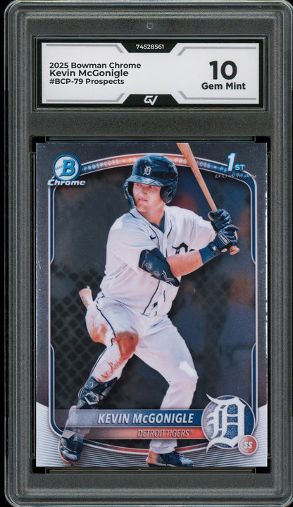 2025 Bowman Chrome #BCP-79 Kevin McGonigle Prospects Rookie Card RC Graded 10 Gem Mint - Front