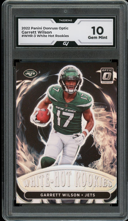 2022 Panini Donruss Optic #WHR-3 Garrett Wilson White Hot Rookies Rookie Card RC Graded 10 Gem Mint - Front