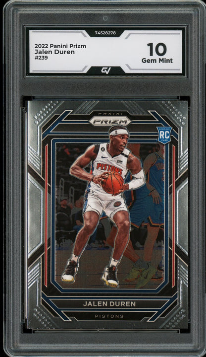 2022 Panini Prizm #239 Jalen Duren Rookie Card RC Graded 10 Gem Mint - Front