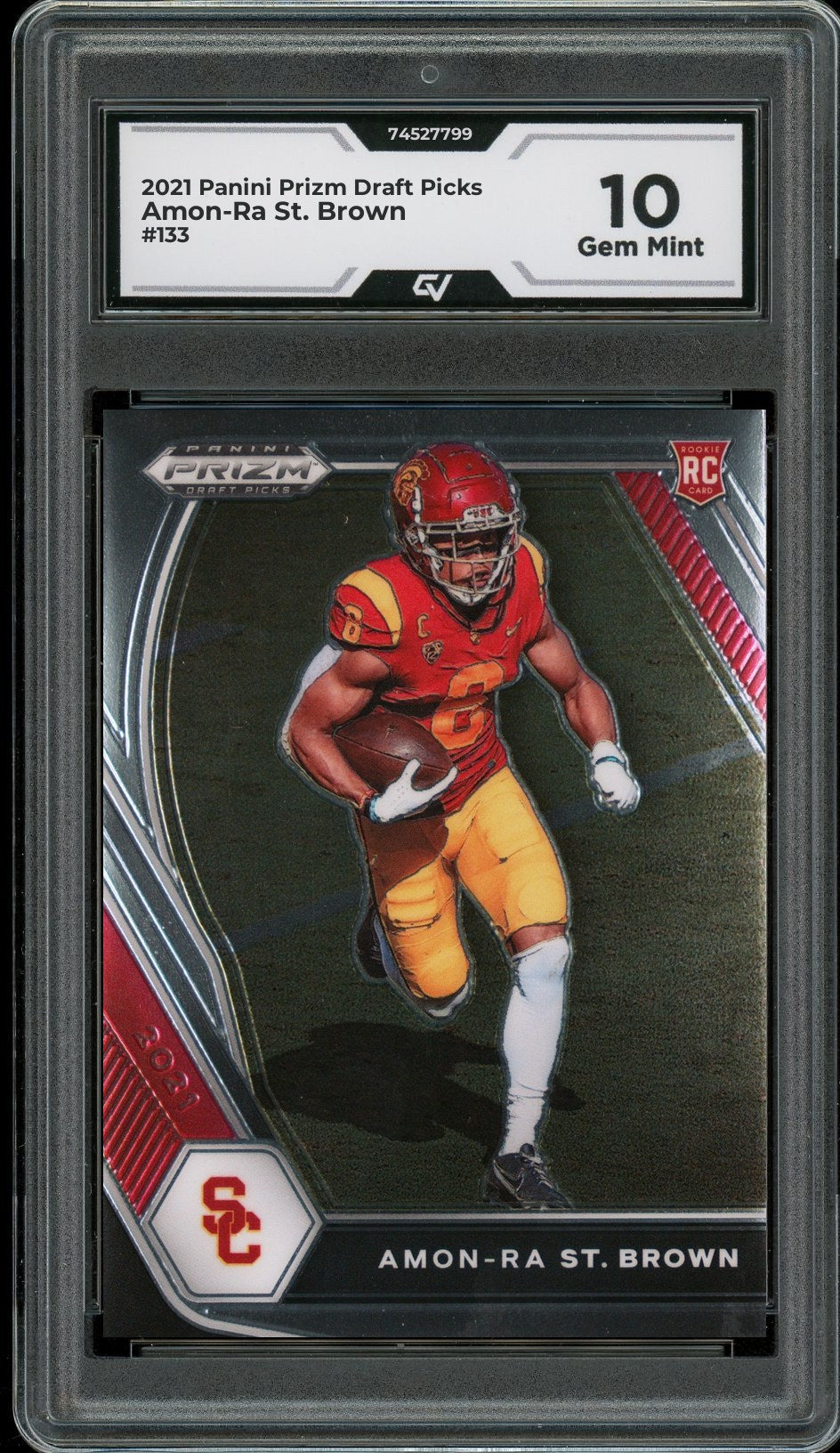 2021 Panini Prizm Draft Picks #133 Amon-Ra St. Brown Rookie Card RC Graded 10 Gem Mint - Front